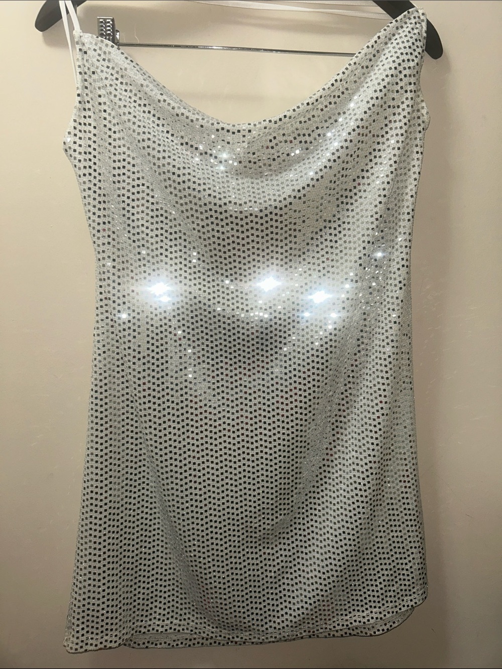 Divided like new Silver Sequin Cowl Neck Slip Dress size M